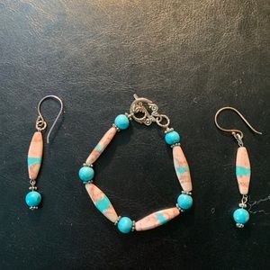 Turquoise bracelet with matching earrings